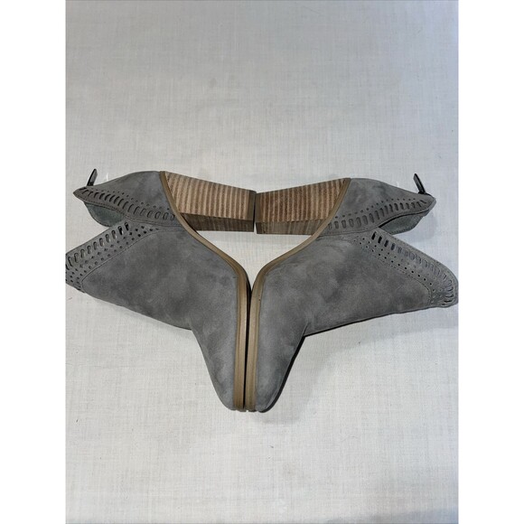 Vince Camuto Zip Back Bootie Women’s Size 4.5 M Gray Leather Block Heel Platform - Picture 5 of 12